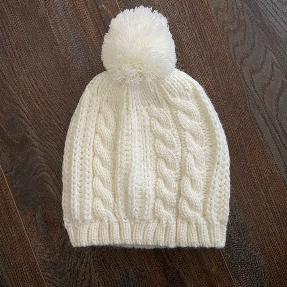 Studio winter white cable knit beanie